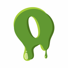 Fototapete - Letter O from latin alphabet with numbers and symbols made of green slime. Font can be used for Halloween design and other purposes