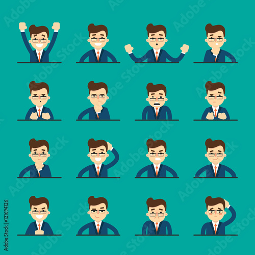 Fotografie, Tablou Cartoon man in various poses and facial expressions