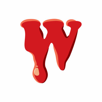 W letter isolated on white background. Red bloody W letter vector illustration