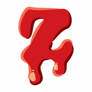 Z letter isolated on white background. Red bloody Z letter vector illustration