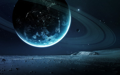 Wall Mural - abstract scientific background - planets in space, nebula and stars. elements of this image furnishe