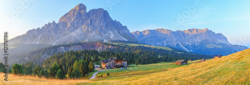 Fotografie, Tablou Sunrise in Dolomites Alps at Erbe Pass