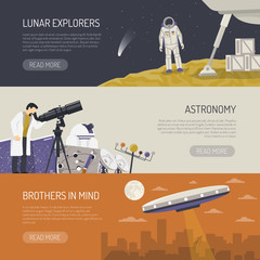 astronomy flat horizontal banners