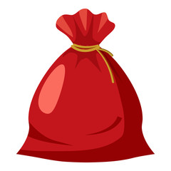 Sticker - Santa sack icon in cartoon style isolated on white background vector illustration