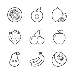 Wall Mural - basic fruits thin line icons 1