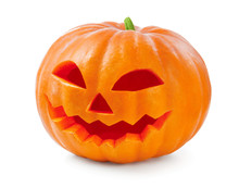 Halloween Pumpkin Head Jack Lantern Isolated On White