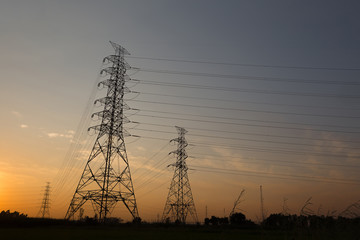 High voltage pole Sunset light