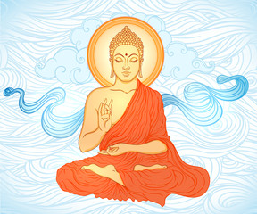 Sitting Buddha .  illustration.