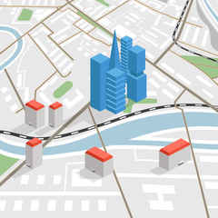 Poster - Abstract city map in perspective