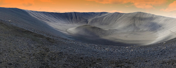 hverfjall crater in myvatn area, northern iceland, panoramic view