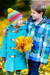 Poster - Little girl outdoors on autumn day