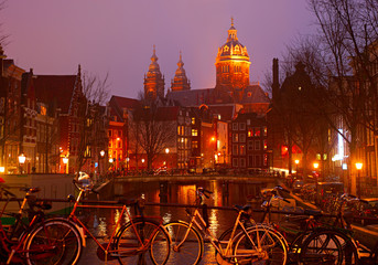 Wall Mural - Amsterdam Old Town scene