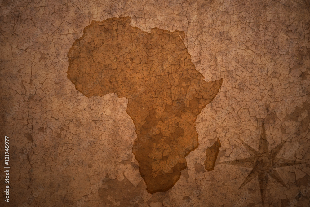 africa map on vintage crack paper background Stock Photo | Adobe Stock