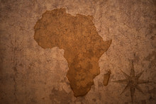 Africa Map On Vintage Crack Paper Background