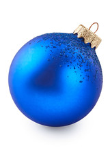 Blue Christmas Ball Isolated On White Background