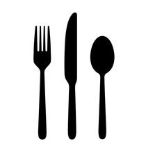 The Contours Of The Cutlery. Spoon, Knife, Fork. Ready To Use Vector Elements.