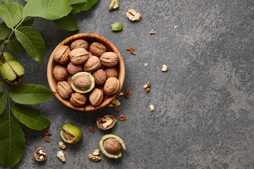 Wall Mural - Fresh walnuts bowl