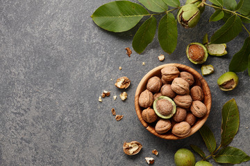 Wall Mural - Fresh walnuts bowl