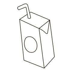 Poster - Children milk with straw icon in outline style isolated on white background. Drink symbol vector illustration