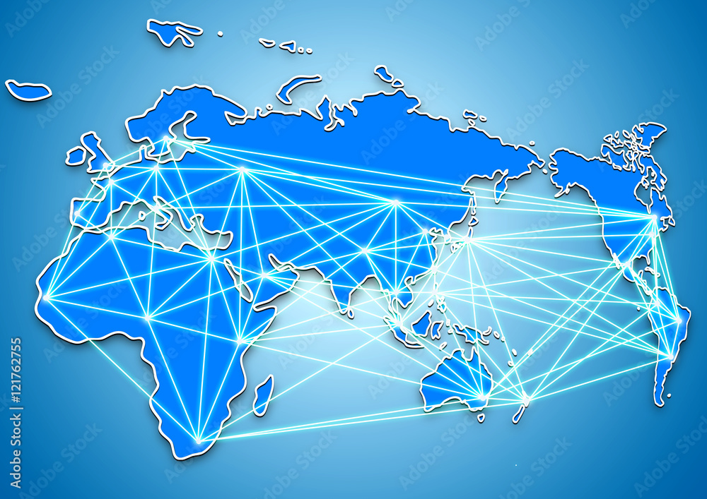 世界地図 主要都市が一つに繋がる Stock Illustration | Adobe Stock
