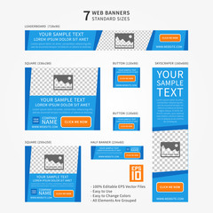 vector business standard size web banners set. modern design concept for corporate website advertisi