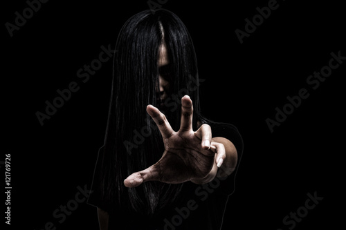 Fotografia Halloween theme:Ghost Girl Horror isolated on black background
