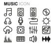 © skarin - Vector black line music icons set