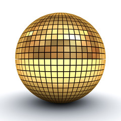 Aufkleber - Golden polygonal sphere isolated over white background with shadow 3D rendering