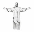 Isolated watercolor Christ the redeemer on white background. Symbol of Rio, Brasil. Amazing landmark.