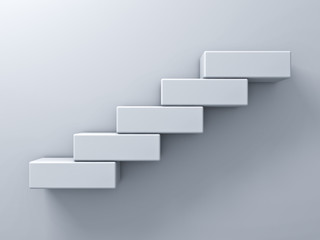 Leinwandbilder - Abstract stairs or steps concept on white wall background with shadow 3D rendering