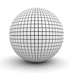 Aufkleber - White polygonal sphere isolated over white background with shadow 3D rendering