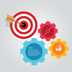 Poster - Business target infographic dart board arrow concept of goals achievement world map