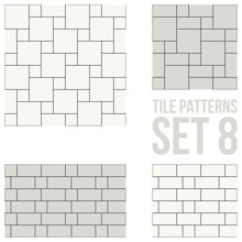 Set Of Thin Line Seamless Pattern Brick Tile, Use For Background, Path, Toilet Wall, Patio, Wooden Floor, Ceramic Tile, Parquet Floor, Stack Bond And Texture