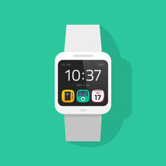 Wall Mural - white smart watch vector illustration isolated on colorful background, digital hand clock with touch