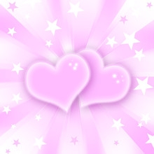 Pink Hearts On Starburst Background