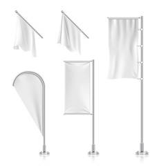 Wall Mural - white blank banners, advertising beach teardrop bow flags vector collection