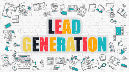 Wall Mural - lead generation in multicolor. doodle design.