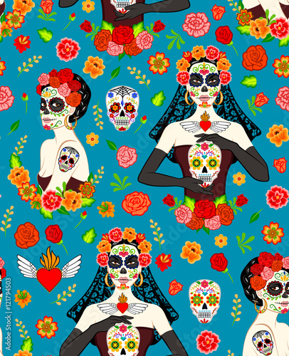 Materiał do szycia Kobiet Dia Los Muertos