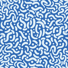 Wall Mural - Swirls on blue, abstract seamless pattern