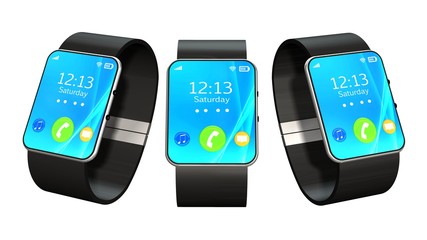 Wall Mural - three smart watch isolated on white background 