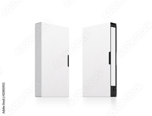 Fotografia, Obraz Blank white video cassette tape box mockup set, isolated, 3d rendering, clipping path