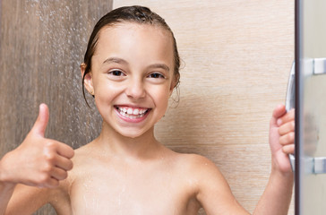 little girl in bathroom