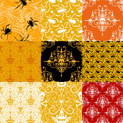 Wall Mural - Happy Halloween background. Set of seamless patterns
