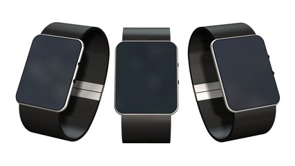 Wall Mural - three smart watch isolated on white background 