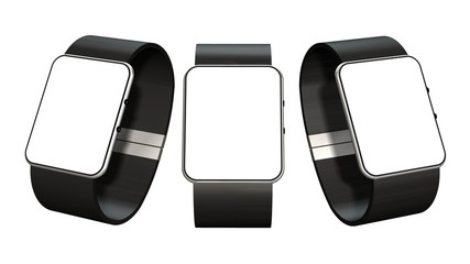 Wall Mural - three smart watch isolated on white background 