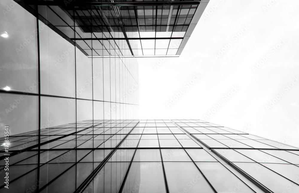 Architectural details of glass and steel building structures - obrazy, fototapety, plakaty 