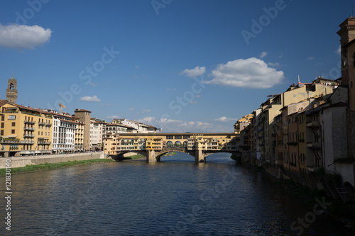 Fotografie, Obraz View of stone antique bridge Ponte Vecchio and the Arno River in