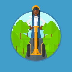 Wall Mural - Woman driving electric scooter vector illustration