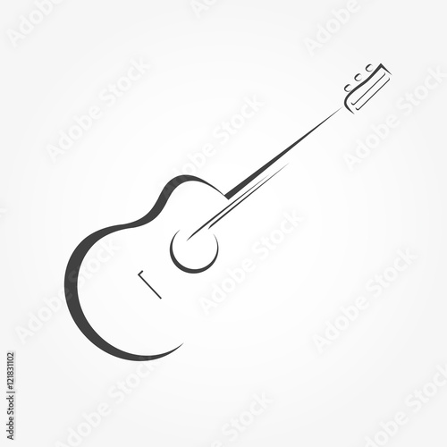 guitar stylized icon vector simple lines acoustic guitar design