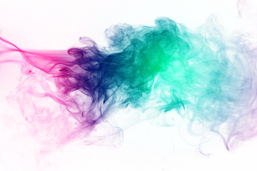 Colorful smoke on the white background.